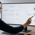 Analyst narrowing many website metrics into inquiry, appointment, and purchase outcome signals